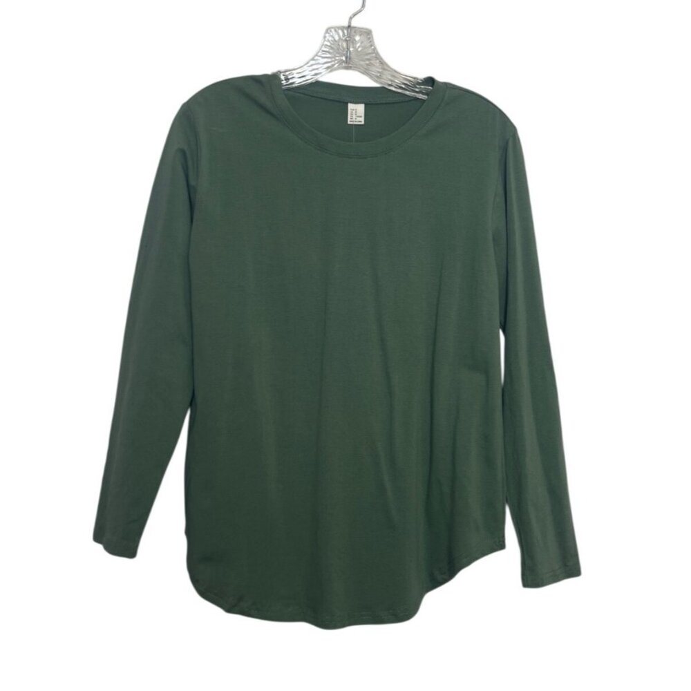 Milumia Long Sleeve Top Medium Green New Brown Elbow Patches
